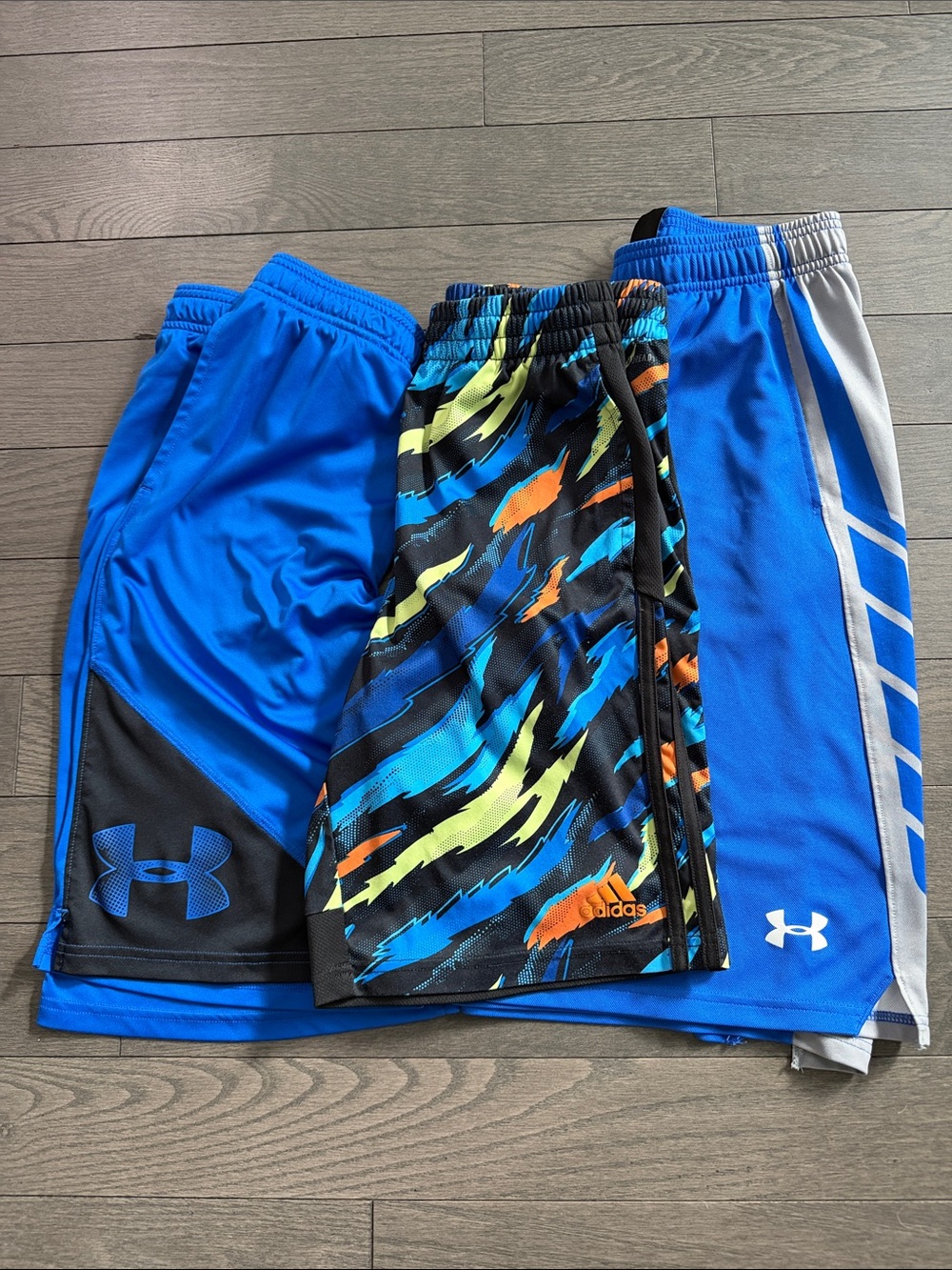 Under Armour , Adidas Boys Blue Athletic Shorts with Black Accent